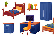 Teenager bedroom elements. Teen boy, an Object Illustration by LadadikArt (Thumbnail 3 of 3)