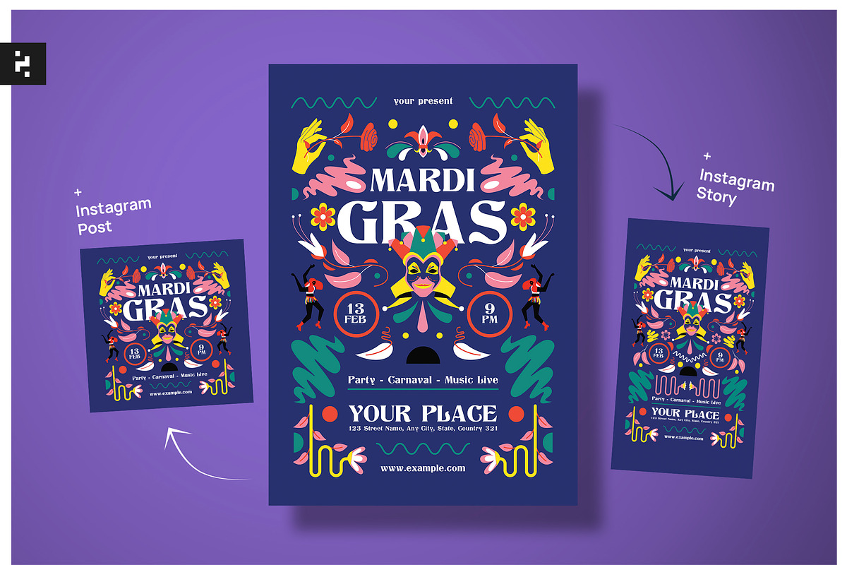 Mardi Gras Flyer, a Flyer Template by Neermana (Photo 1 of 4)