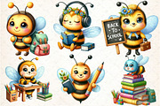 Watercolor Back to School Bee Clipar, an Animal Illustration by DreamCafeArt (Thumbnail 2 of 5)