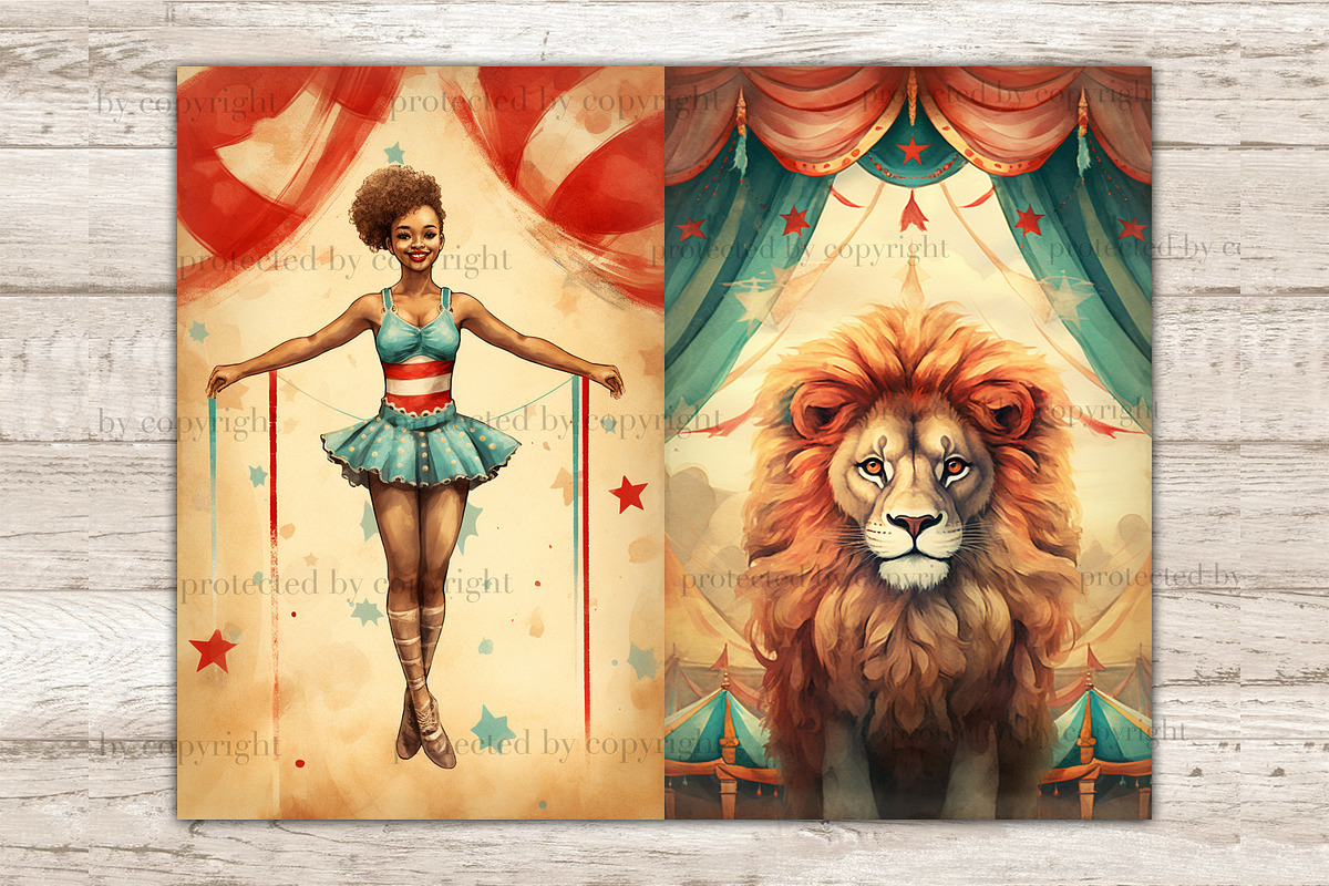 Circus Junk Journal Paper | Carnival, a Person Illustration by GlamArtZhanna (Photo 4 of 10)