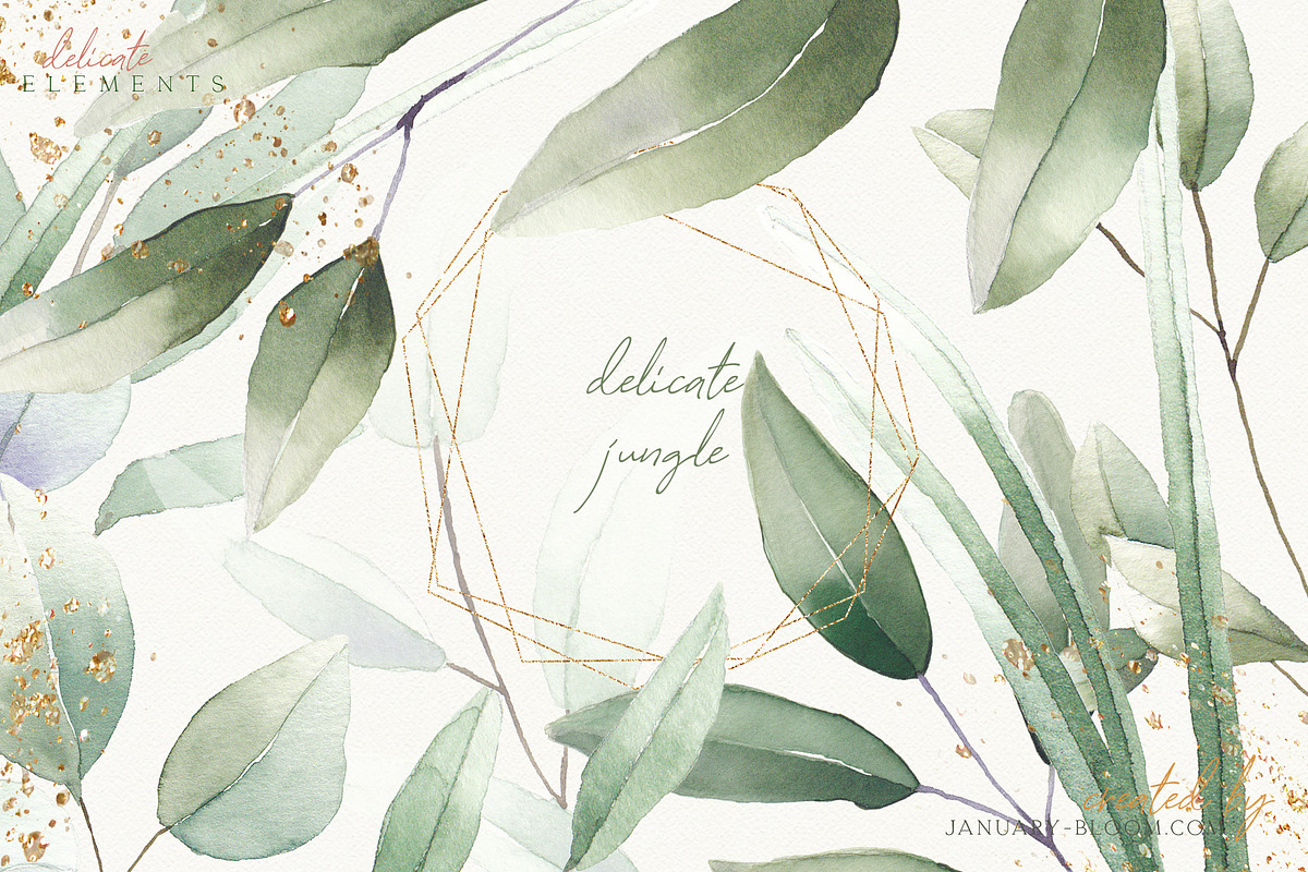 watercolour luxury foliage gold leaf, a Texture Illustration by January Bloom (Photo 7 of 14)