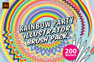 Rainbow Party Illustrator Brush Pack