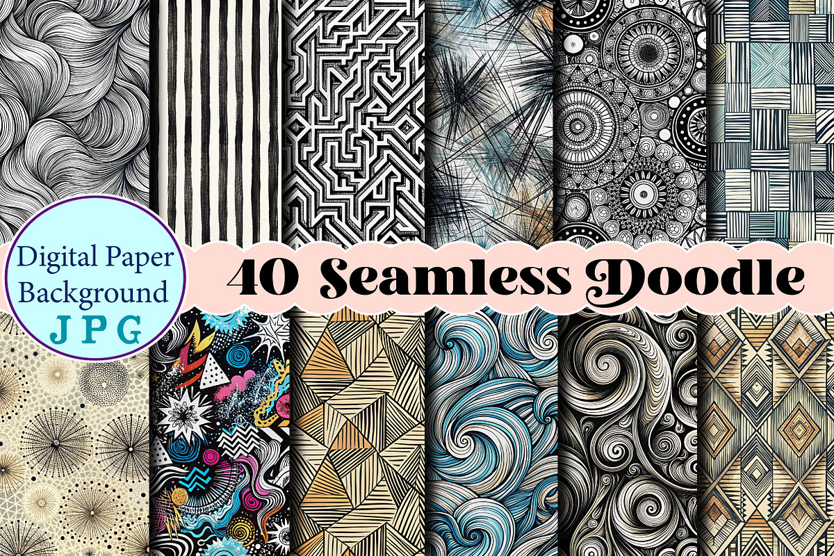 Seamless Doodle Digital Papers, a Photo by Wow Magic (Photo 2 of 2)