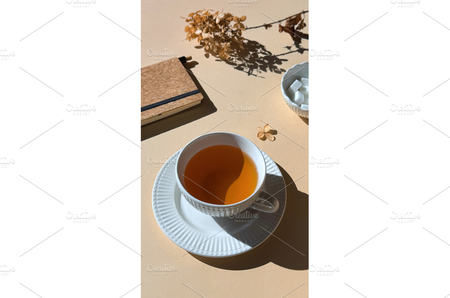 Cup of tea in white ceramic cup with, a Photo by tilialucida