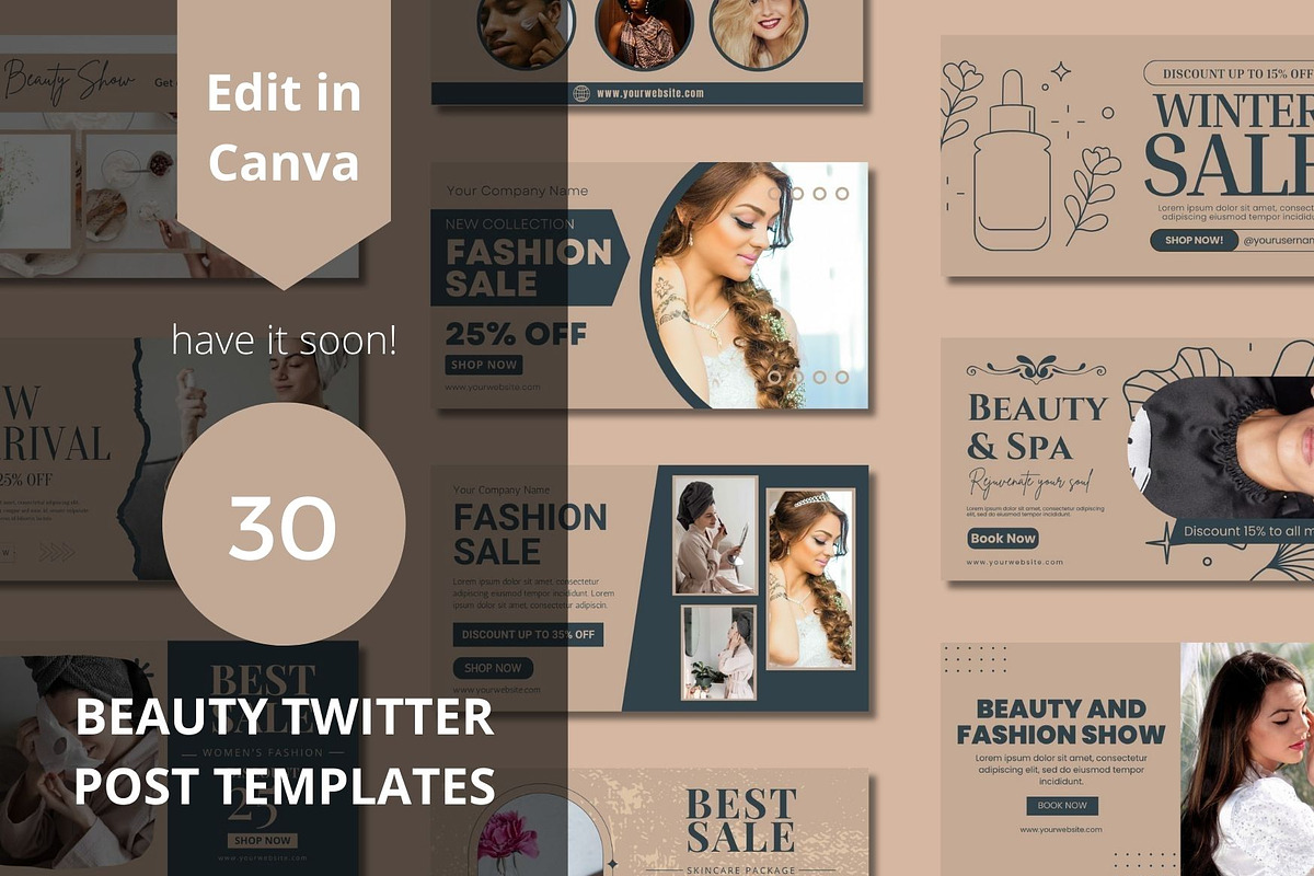 Beauty Twitter Post Canva Templates, a Templates & Theme by BoontenStudio (Photo 1 of 6)