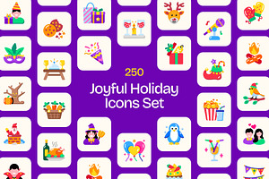 Joyful Holiday Icon Set, an Emoji Icon by Prosymbols