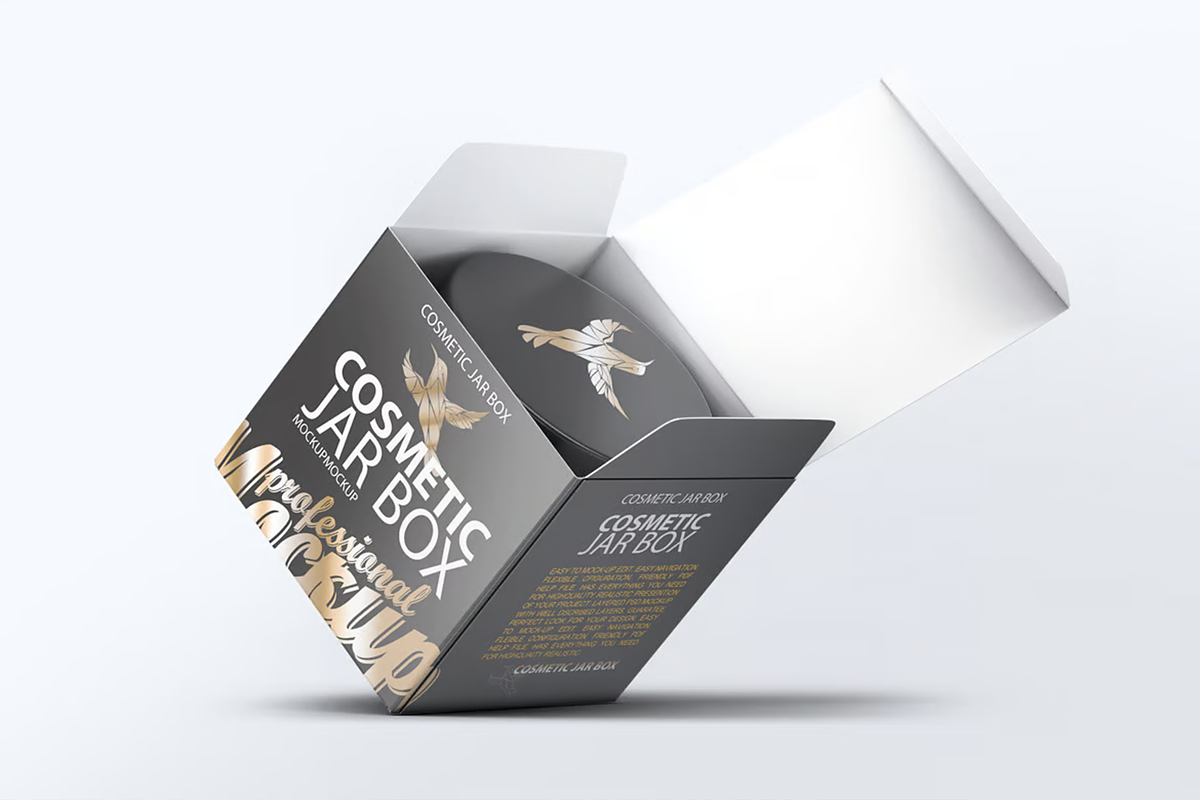 Cosmetic Jar & Box Mockup, a Packaging Mockup by Hubzway (Photo 3 of 7)