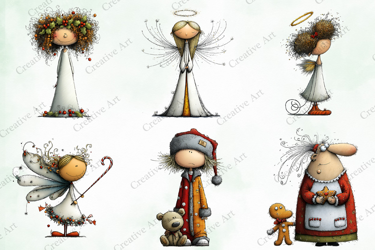 Whimsical & Quirky Doll Clipart, an Illustration by Creative Art (Photo 2 of 10)