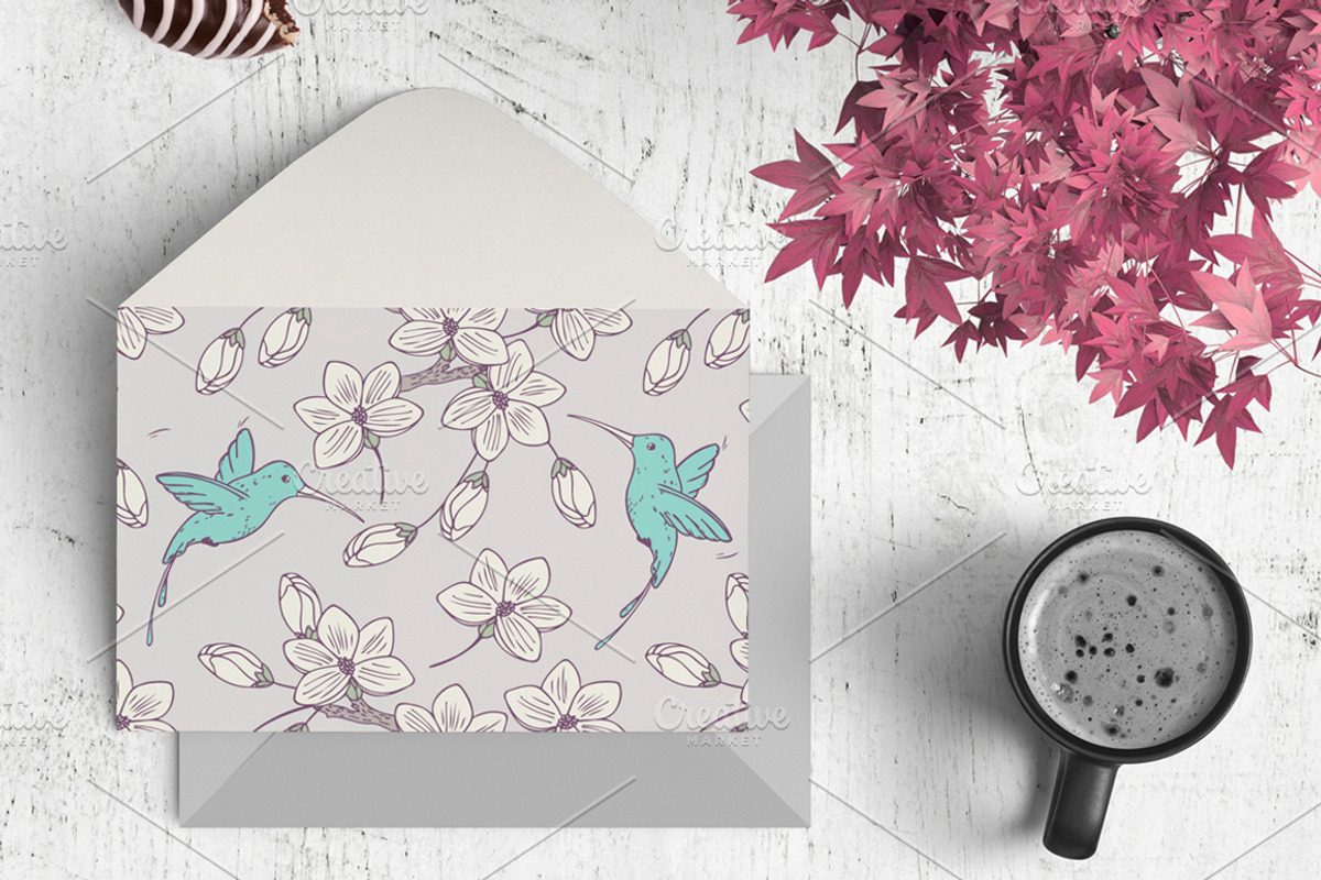 Hummingbird seamless pattern, a Pattern Graphic by Zhemchuzhina (Photo 2 of 3)