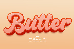 Butter PSD 3D Editable Text Effect