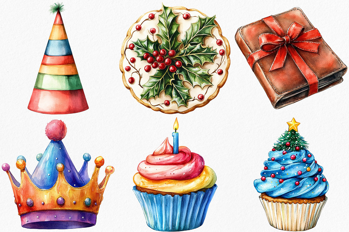 Watercolor Christmas Men's Birthday, an Illustration by Canvas Craft (Photo 2 of 8)