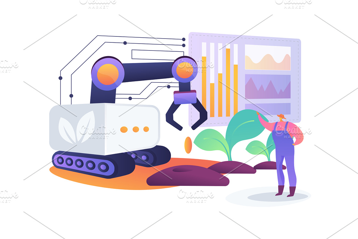 AI Robotic Farming Equipment, a Technology Illustration by Visual Generation