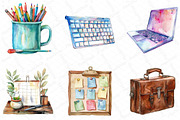 Watercolor Office Time Clipart Bundl, a Texture Illustration by DreamPrint404 (Thumbnail 4 of 6)
