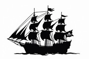Pirate Ship Silhouette Bundle, an Illustration by jahid234 (Thumbnail 8 of 9)