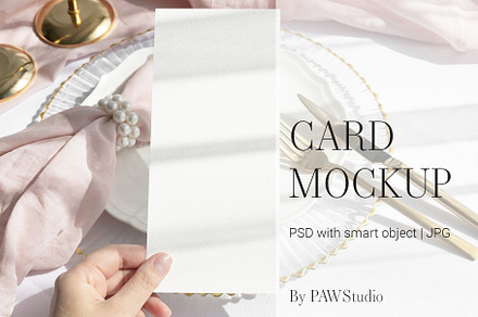 Card Mockup 4x9 Menu PRG, a Product Mockup by PawMockups