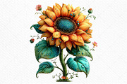 Whimsical Spring Sunflower Clipart, an Illustration by Craft Nest (Thumbnail 7 of 11)