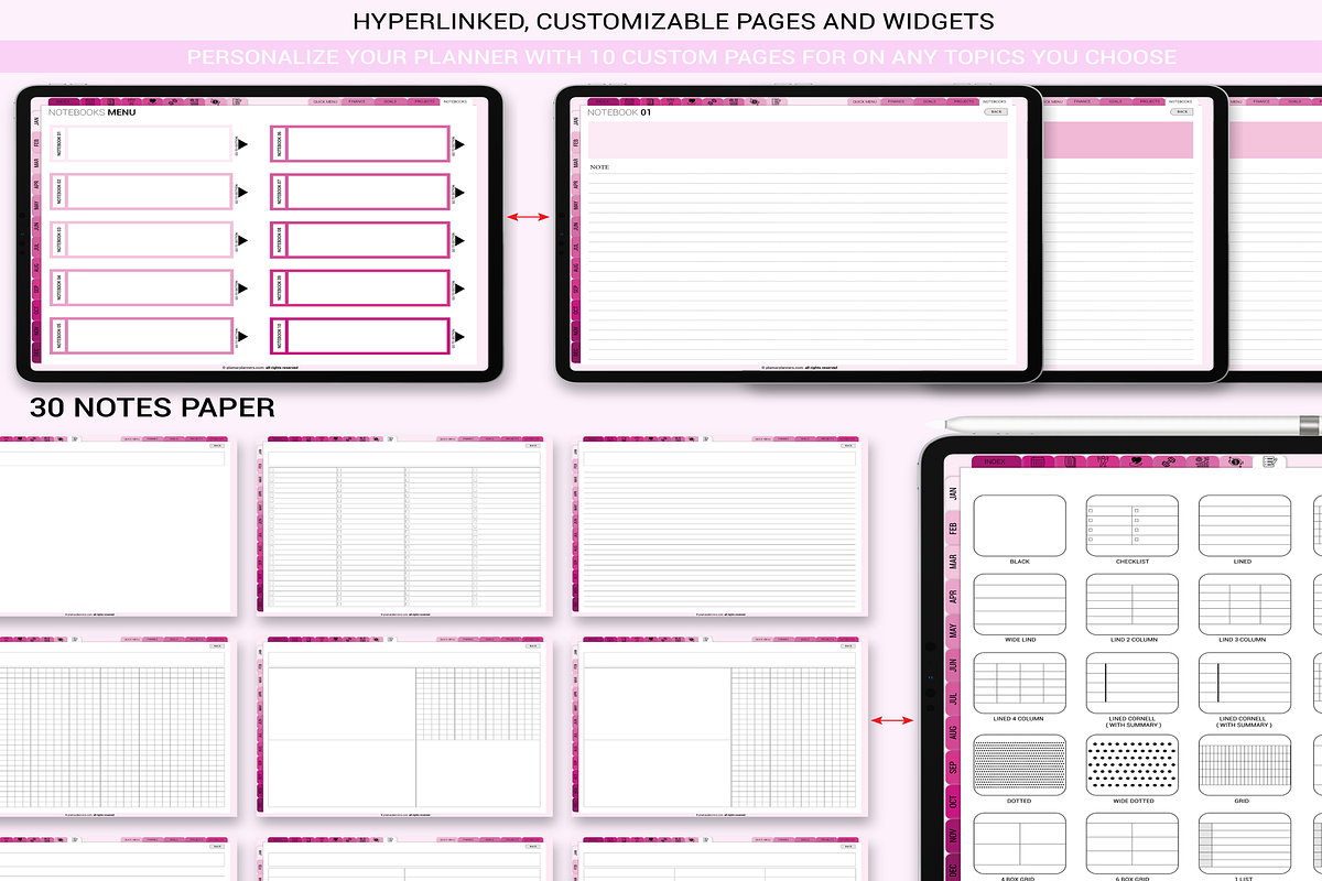 Customizable Pink Rose Digital Plann, a Templates & Theme by Plamarplanners (Photo 4 of 8)