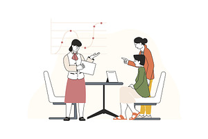 Social worker and clients. Banking, a Person Illustration by LadadikArt