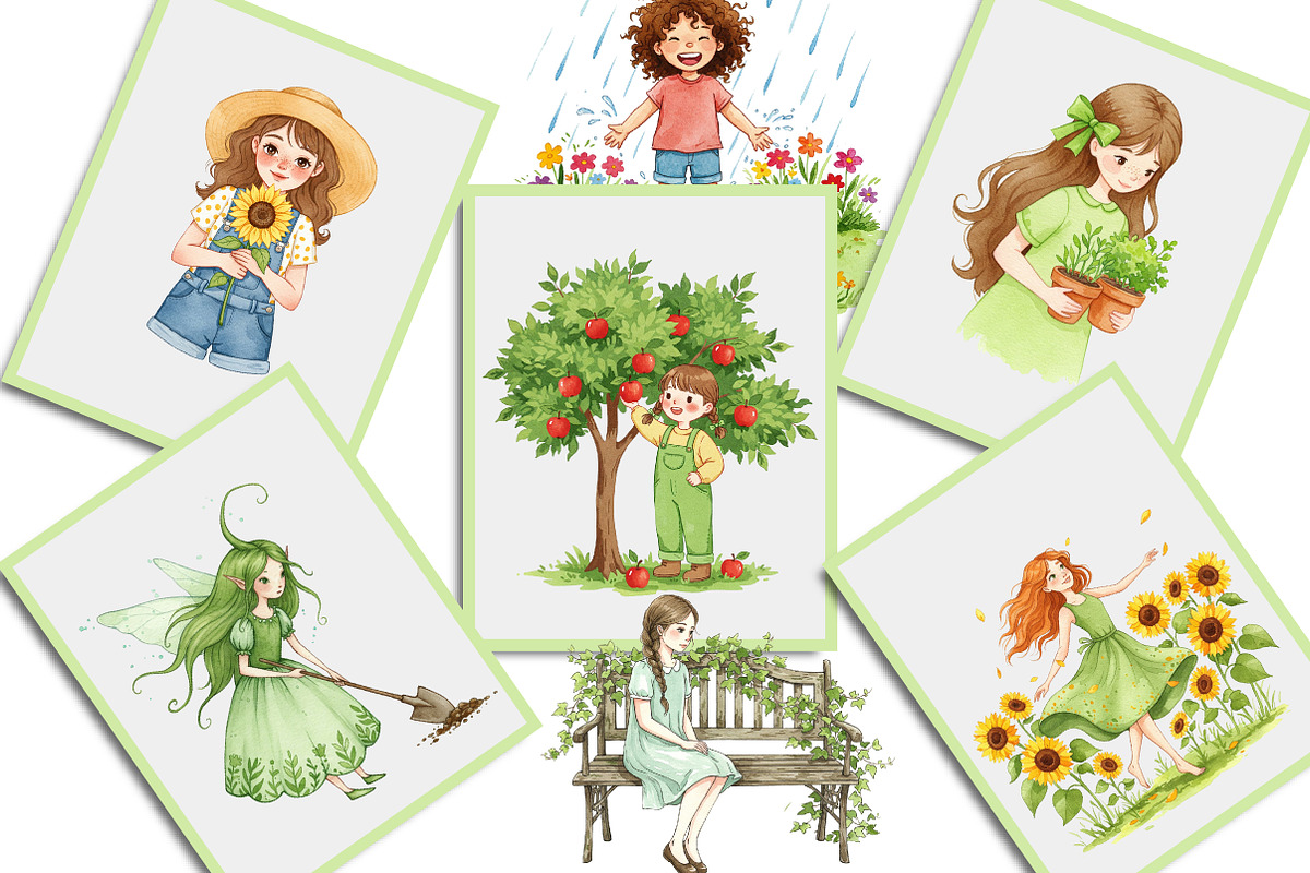 Garden Girl Clipart Set, an Illustration by Creative Art (Photo 5 of 9)
