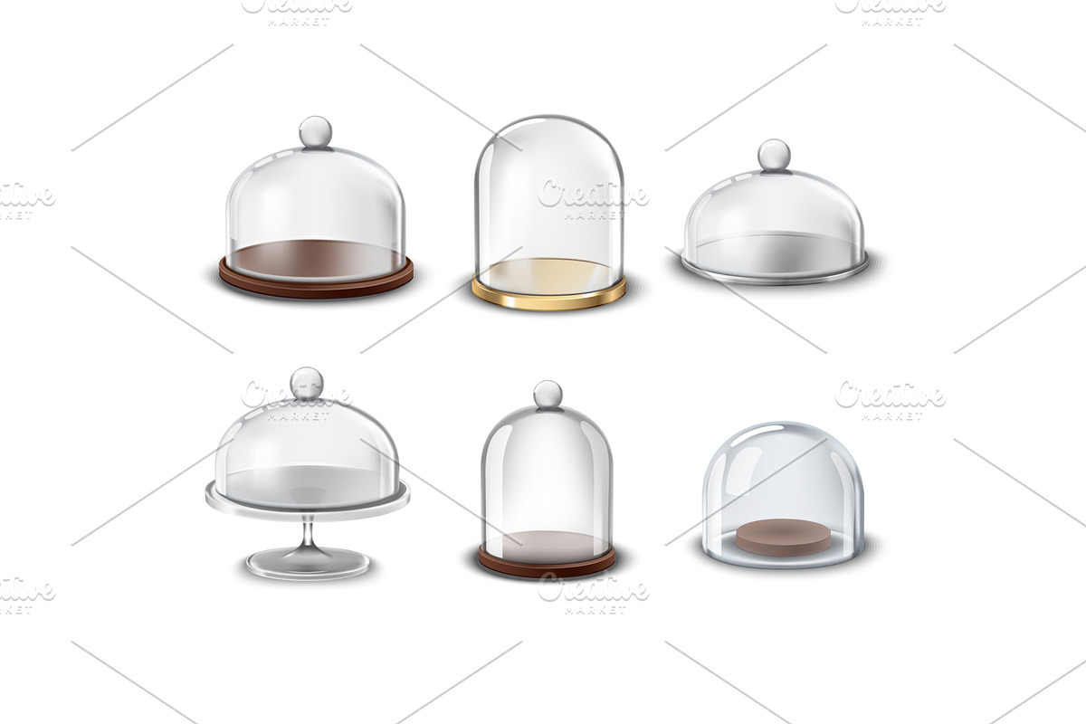 3d Diff Empty Glass Domes Set ill, an Object Illustration by piter.goskov