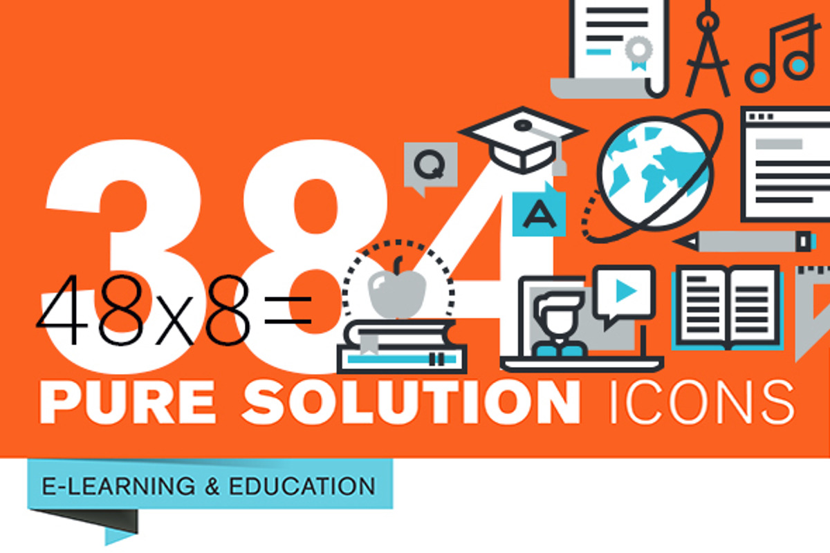 Flat Line Icons of Education