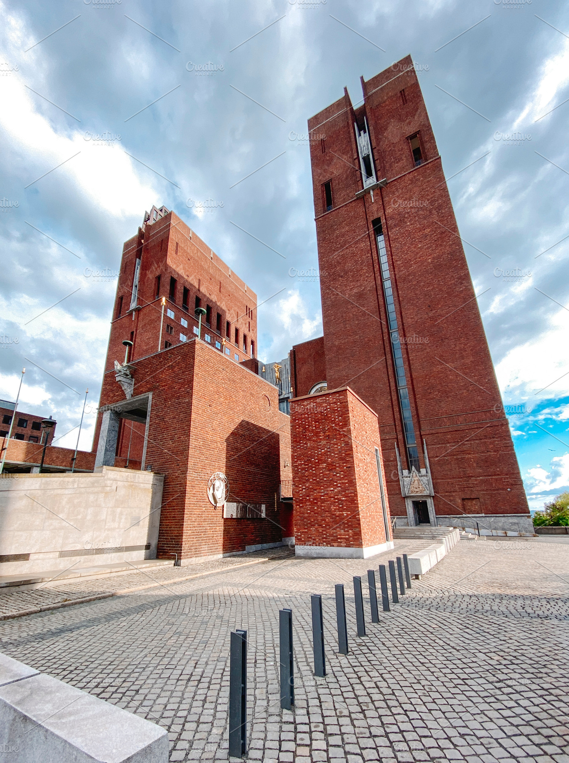 Oslo City Hall red brick twin towers, Norway, a Photo by Nito