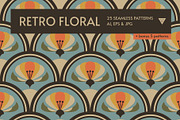 Retro Floral Seamless Patterns, a Pattern Graphic by tifftuff (Thumbnail 1 of 6)