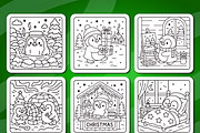 Winter Penguin Coloring Pages, a Seasonal Illustration by Coco Bloom (Thumbnail 2 of 3)