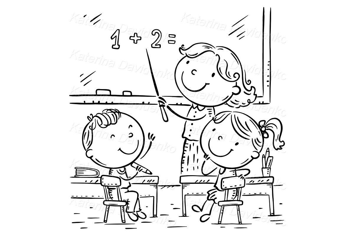 Kids learning math with teacher, an Education Illustration by Bubert Art (Photo 2 of 2)