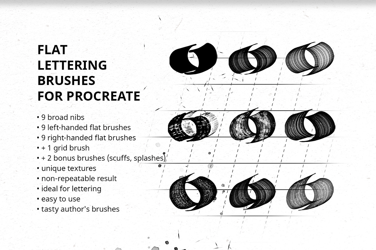 Flat Lettering Brushes. Procreate, a Brush Add-On by Diacritics (Photo 2 of 8)