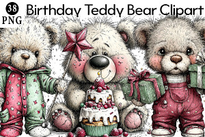 Birthday Teddy Bear Clipart Bundle, an Illustration by Daily.Designs