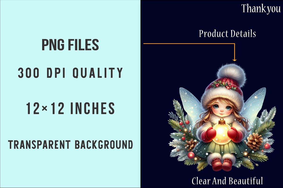 Watercolor Christmas Fairy Clipart, an Illustration by SinaCreation (Photo 6 of 7)