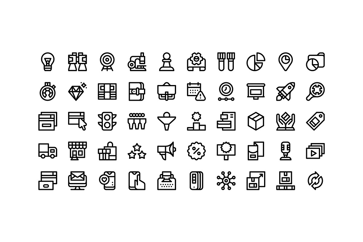 50 Marketing Icons, an Outline Icon by Side Project (Photo 2 of 7)