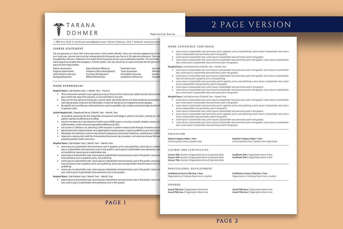 Professional RN Resume Template, a Resume Template by VictoriousVita (Photo 3 of 7)