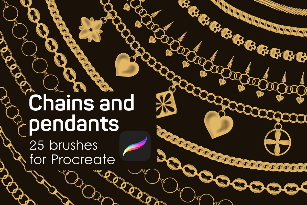 Chains & pendants Procreate brushes, a Brush Add-On by Veronika Gotovceva (Photo 1 of 4)
