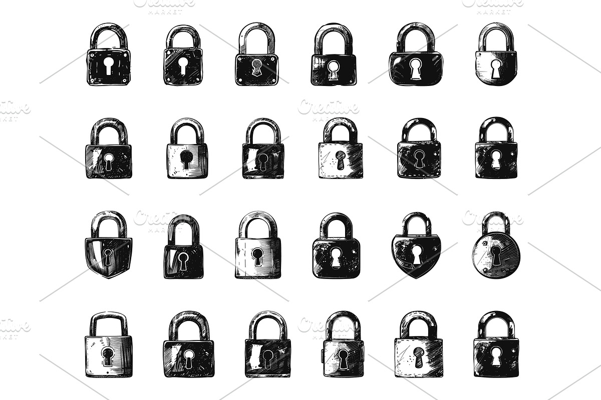 Doodle Different Padlocks Icons Set, an Object Illustration by LadadikArt
