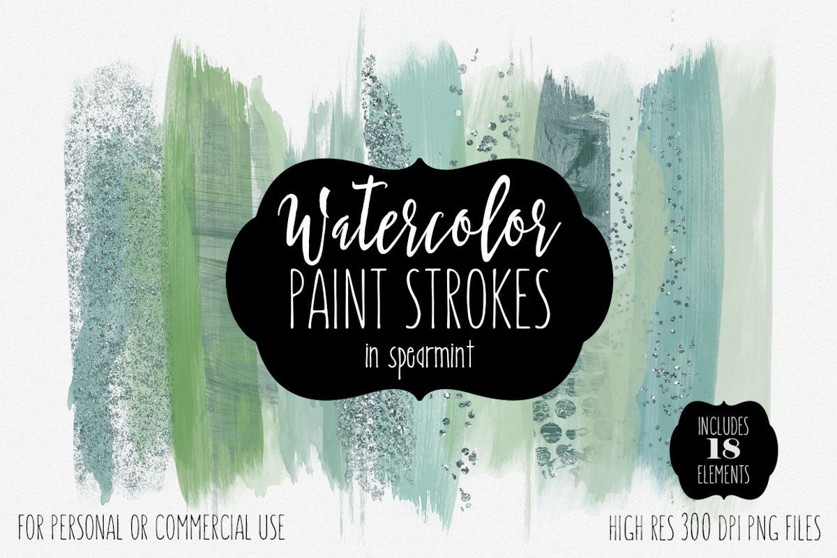 Watercolor Paint Strokes Spearmint, a Texture Graphic by ClipartBrat Graphics (Photo 1 of 2)