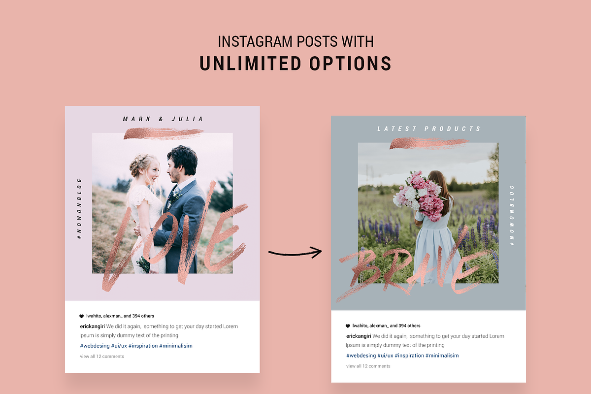 Rose Gold ANIMATED Instagram Posts, a Social Media Template by SilverStag Type Foundry (Photo 4 of 15)