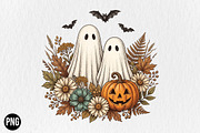 Vintage Boho Floral Ghost Pumpkin, a Seasonal Illustration by CraftArtStudio (Thumbnail 1 of 4)