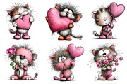 Valentine's Whimsical Cats Clipart, an Illustration by Dream Creation (Thumbnail 4 of 7)