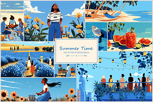 Summer- 350 AI illustrations