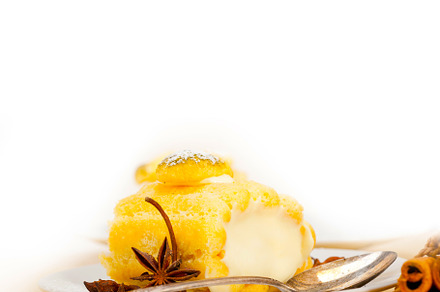 cream roll cake dessert and spices, a Background Photo by keko64