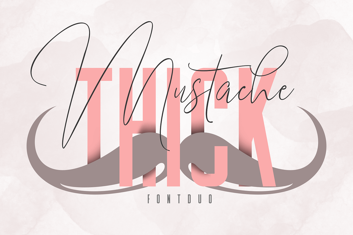 Mustache and Thick Sans, a Script Font by GRAPHICPRESS (Photo 1 of 9)