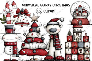Whimsical Quirky Christmas Clipart, an Illustration by Creative Art