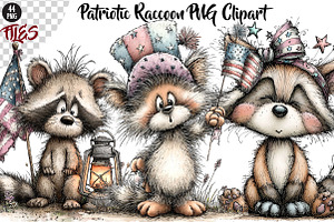 Patriotic Raccoon PNG Clipart, a Seasonal Illustration by CreationArt