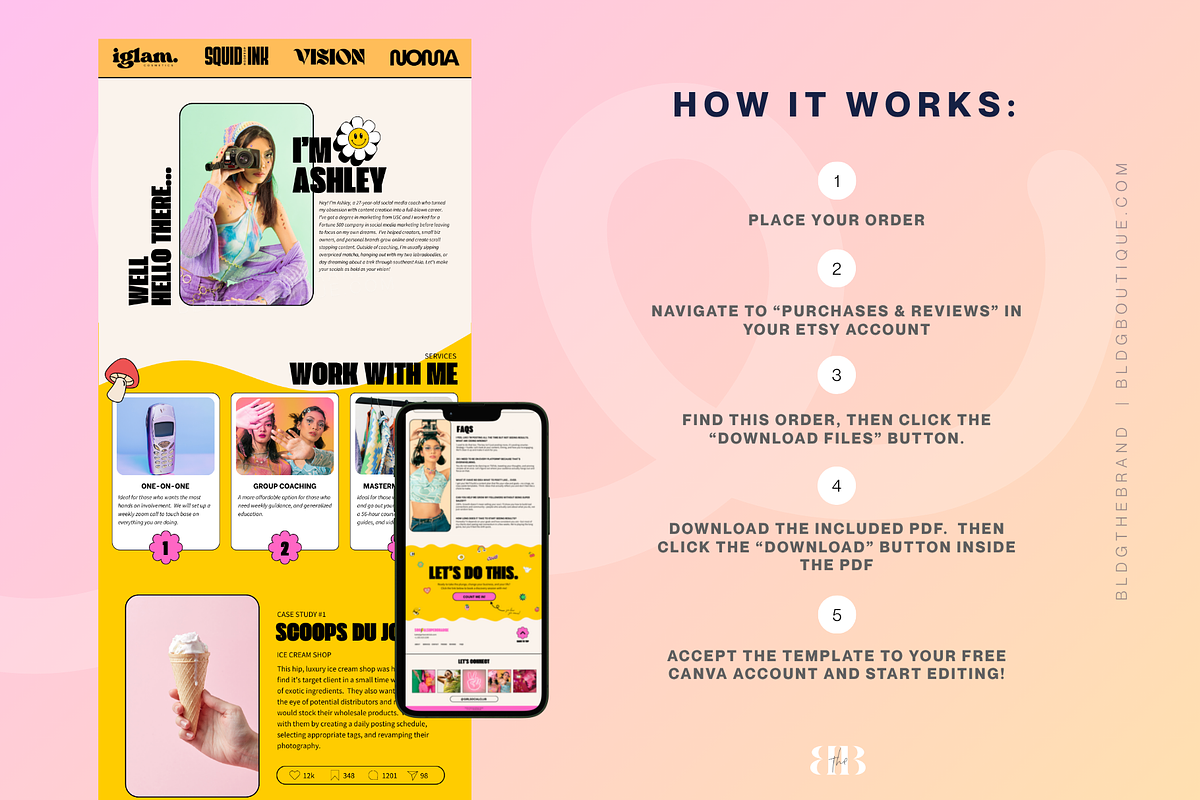 Y2k Preppy Canva Coaching Website preview 7