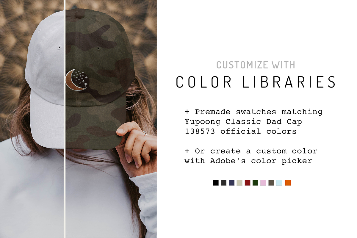 Dad Hat w/ Embroidered Patch Mockup, a Hat Mockup by Moonlit Mocks (Photo 2 of 6)