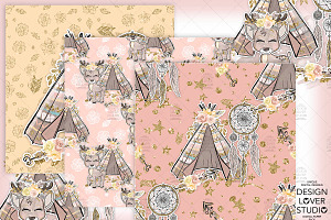 Boho Deer Digital Paper Pack