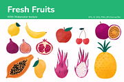 Fresh fruits vector set, a Graphic by Vectorwins Premium Shop (Thumbnail 1 of 2)