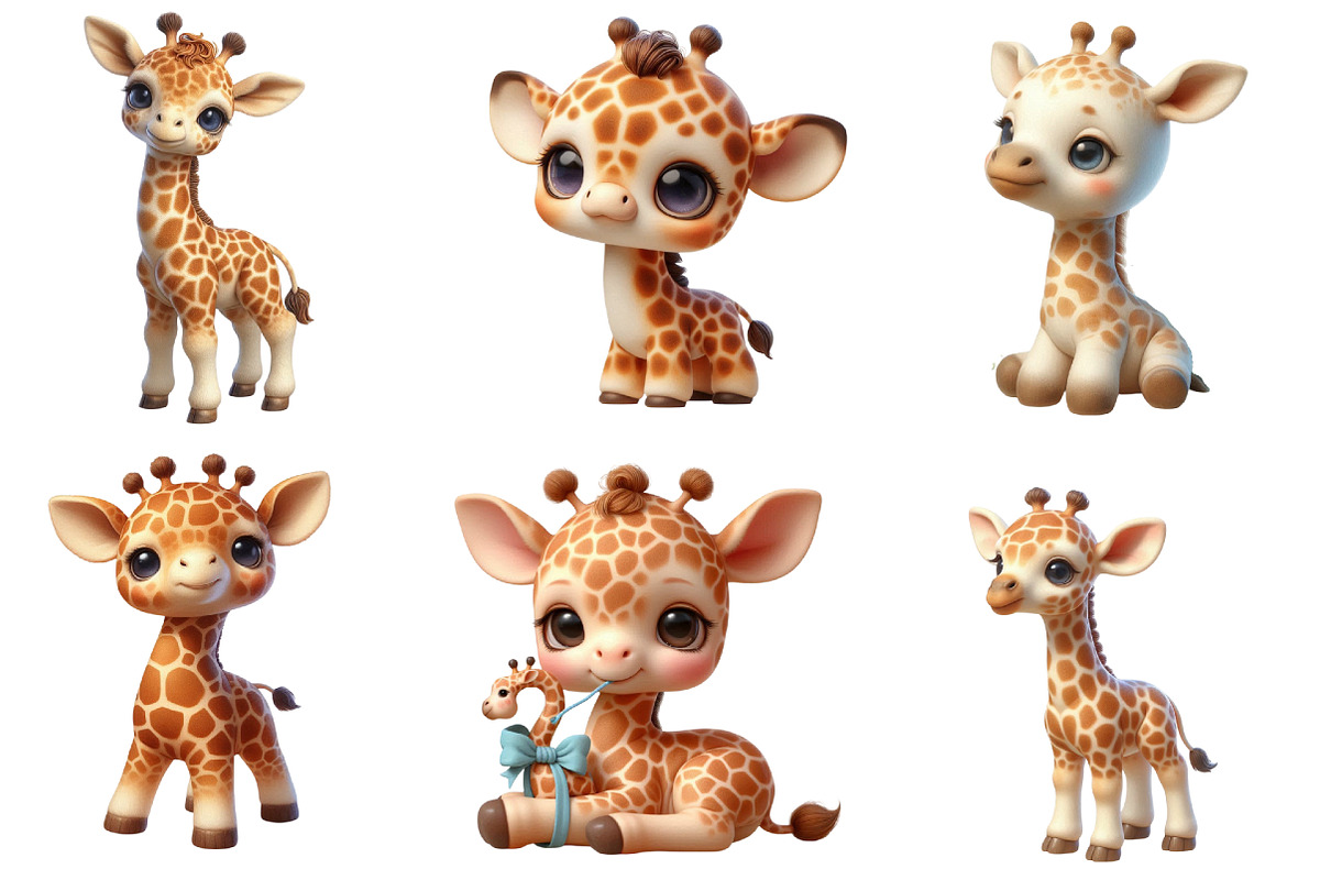 Watercolor Cute Baby Giraffe Clipart, an Illustration by CraftArtStudio (Photo 2 of 5)
